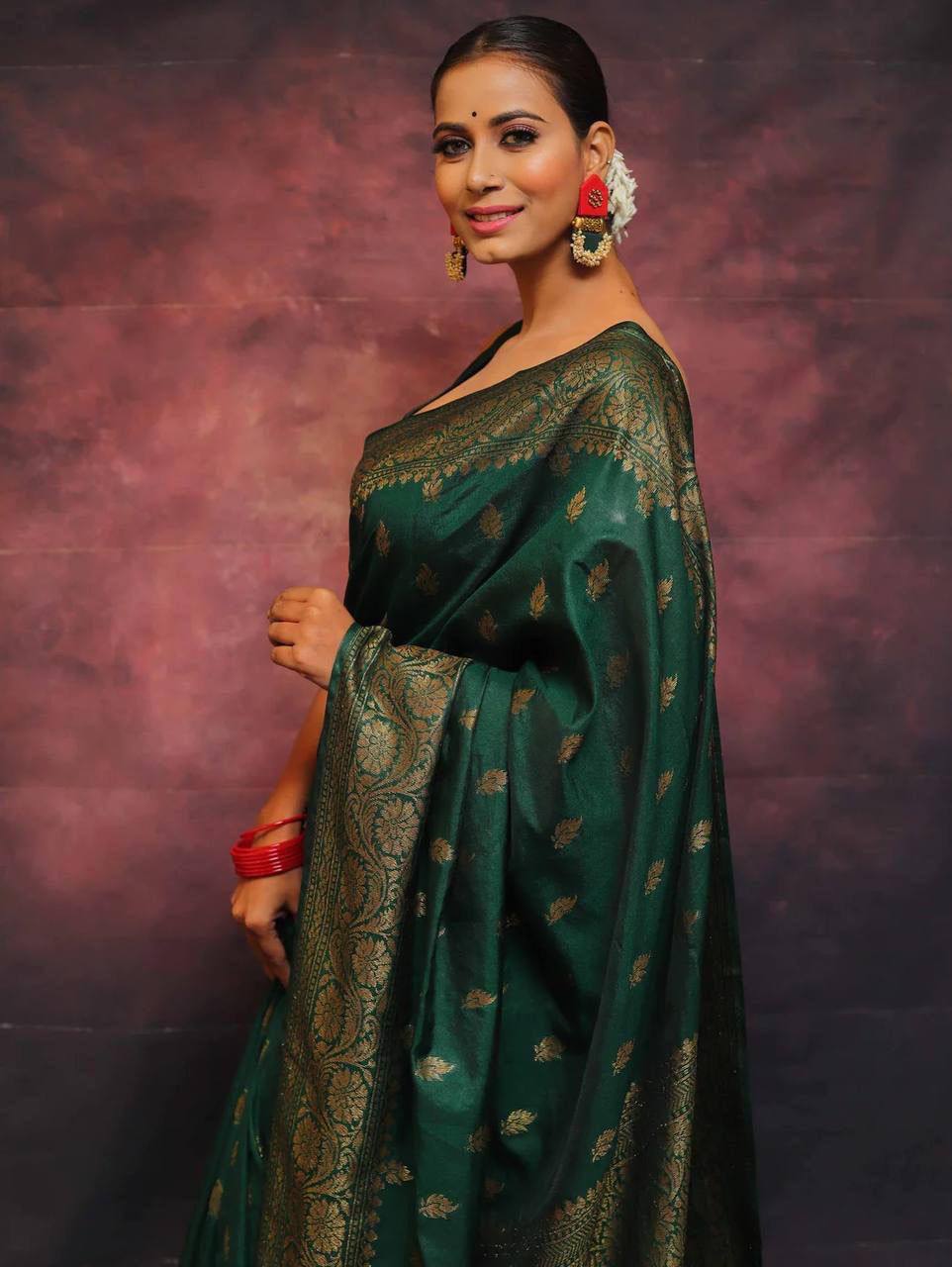 Green Soft Lichi Silk Saree With Devastating Blouse Piece - BKP - 6010